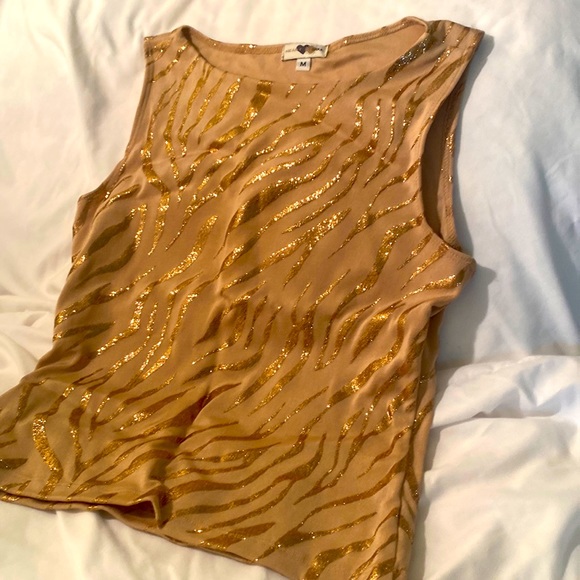 Heart Soul Tops - Gold Glitter Stretch Tank. Size M.
